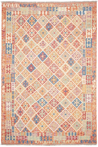 Tappeto Kilim Afghanistan Geometrico Multicolore Pastello 203x301 Cm