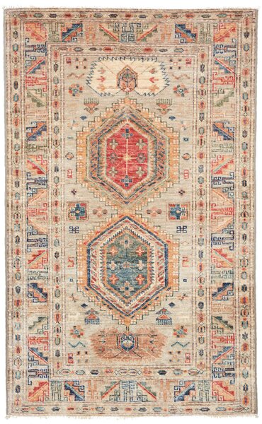 Tappeto Kazak Fine Pakistan Geometrico Beige Rosso 76x127 Cm