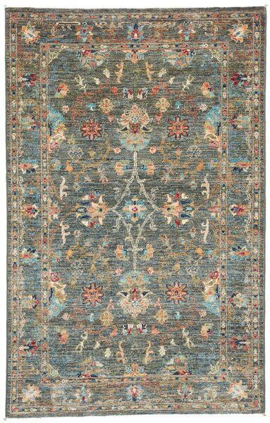 Tappeto Zigler Fine Pakistan Floreale Verde Petrolio Oro 97x154 Cm