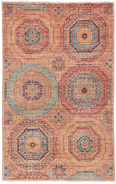 Tappeto Mamlouk Pakistan Geometrico Terracotta Blu 80x126 Cm