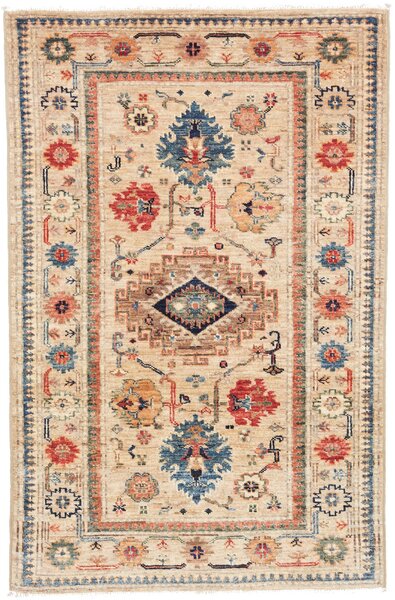 Tappeto Kazak Fine Pakistan Medaglione Beige Blu 79x123 Cm