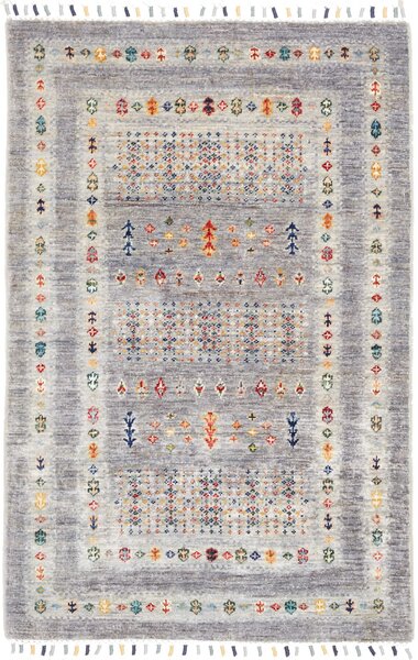 Tappeto Siva Pakistan Geometrico Grigio Multicolore 80x116 Cm