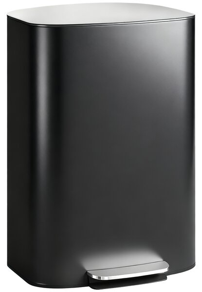 HOMCOM Bidone da Cucina 50 L con Funzione Mantieni-Aperto, Coperchio soft-close e Pedale, 45,1x36,5x62,2 cm, Nero | Aosom Italy