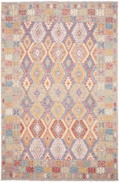 Tappeto Kilim Afghanistan Geometrico Multicolore Pastello 203x304 Cm