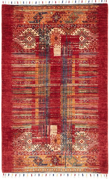 Tappeto Siva Pakistan Geometrico Rosso Arancione 101x157 Cm