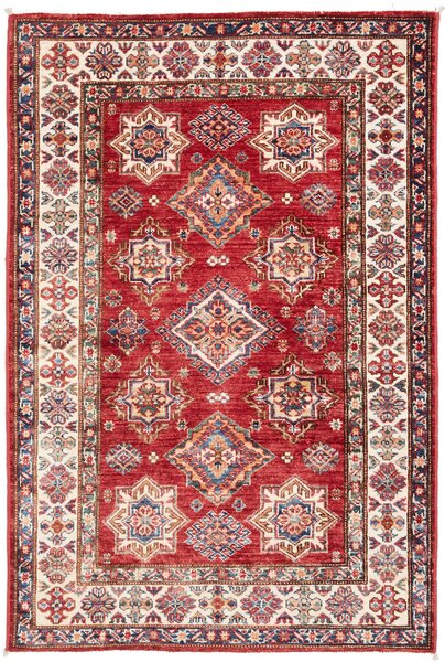 Tappeto Kazak Fine Pakistan Geometrico Rosso Crema 100x148 Cm