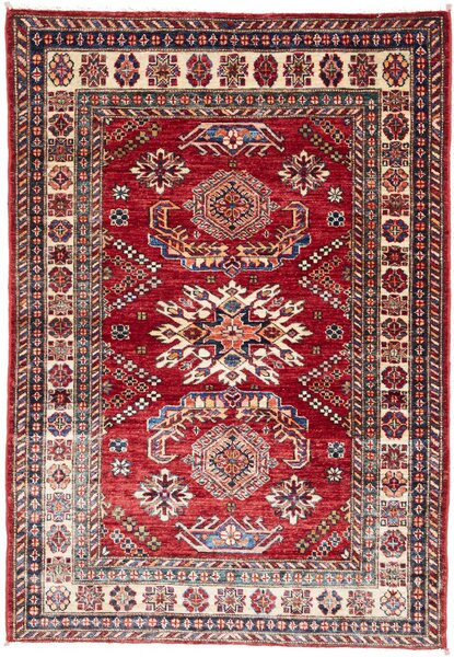 Tappeto Kazak Fine Pakistan Geometrico Rosso Blu 105x151 Cm