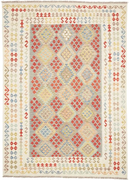 Tappeto Kilim Afghanistan Geometrico Bianco Policromo 207x292 Cm