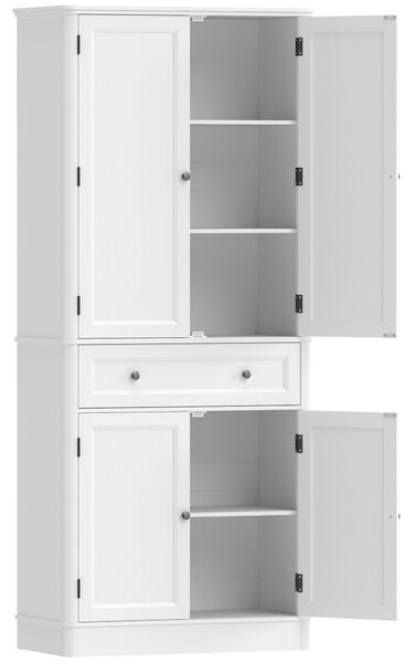 HOMCOM Mobile Cucina con 4 Ante, Cassetto e Ripiani Regolabili, 80x39,5x186,4 cm, Bianco | Aosom Italy