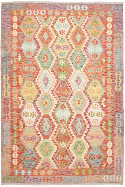 Tappeto Kilim Afghanistan Geometrico Multicolore Vivace 212x306 Cm