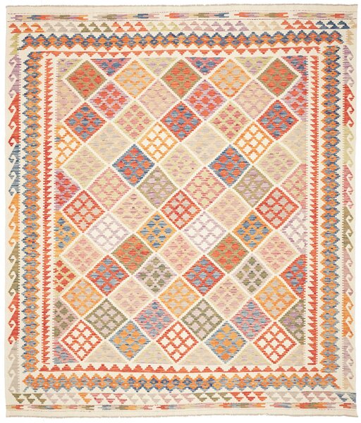 Tappeto Kilim Afghanistan Geometrico Multicolore Pastello 259x298 Cm