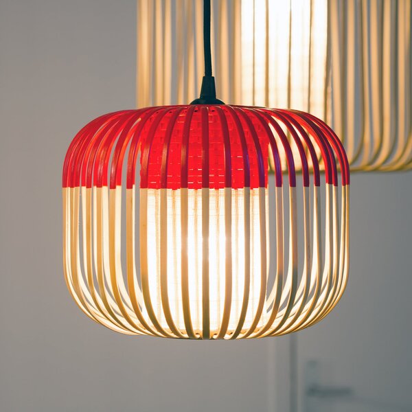 Lampada a sospensione Forestier, Bamboo, dimmerabile, Rosso, Soggiorno, Bambù, Design