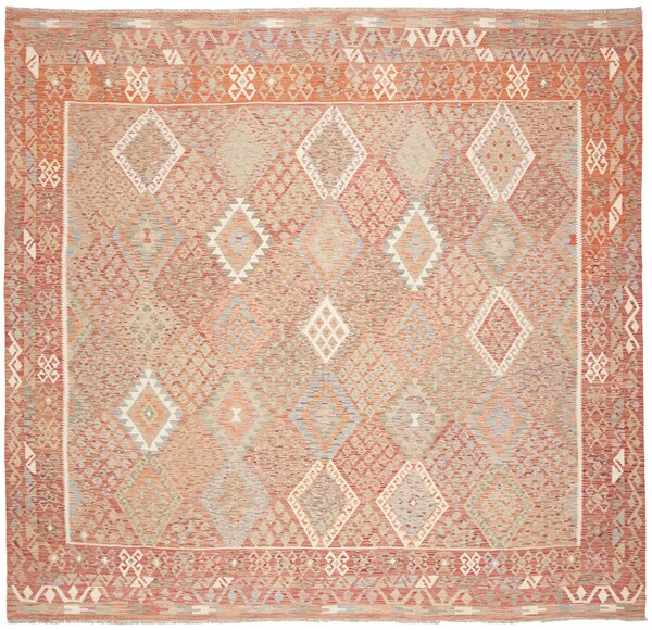 Tappeto Kilim Afghanistan Astratto Terracotta Beige 313x294 Cm