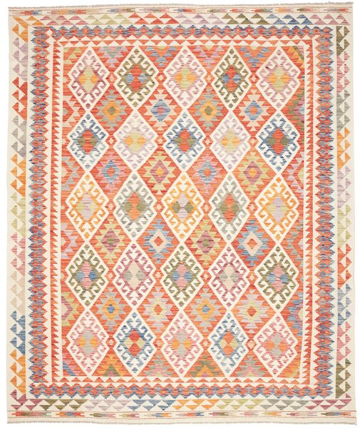 Tappeto Kilim Afghanistan Geometrico Arancione Multicolore 256x305 Cm