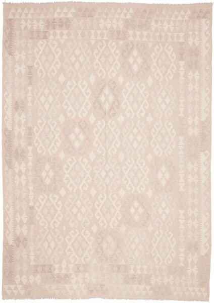 Tappeto Kilim Afghanistan Geometrico Beige Crema Neutro 198x284 Cm