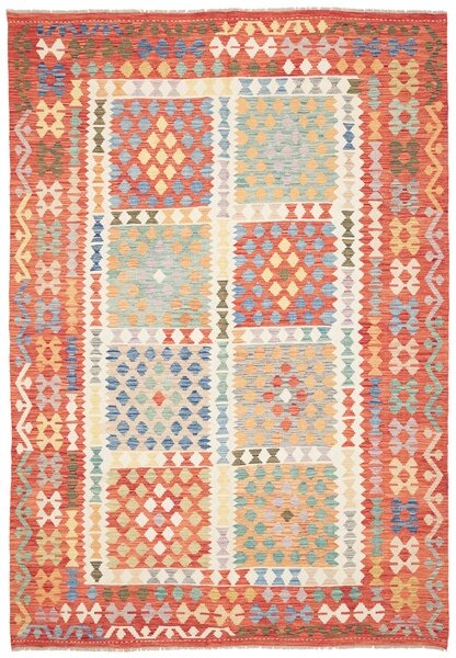 Tappeto Kilim Afghanistan Geometrico Terracotta Multicolore 200x287 Cm
