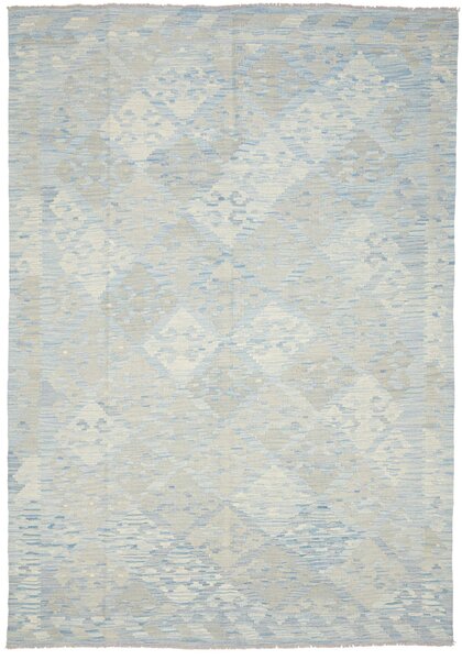 Tappeto Kilim Afghanistan Geometrico Azzurro Beige 180x255 Cm