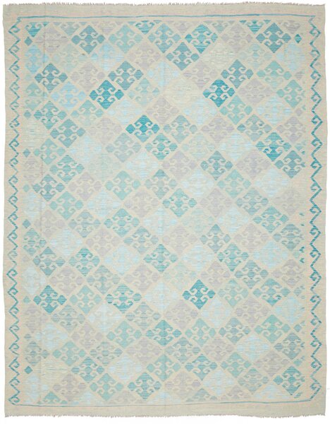 Tappeto Kilim Afghanistan Astratto Beige Azzurro 240x311 Cm