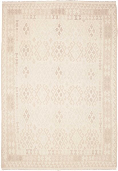 Tappeto Kilim Afghanistan Geometrico Avorio Beige Chiaro 204x293 Cm