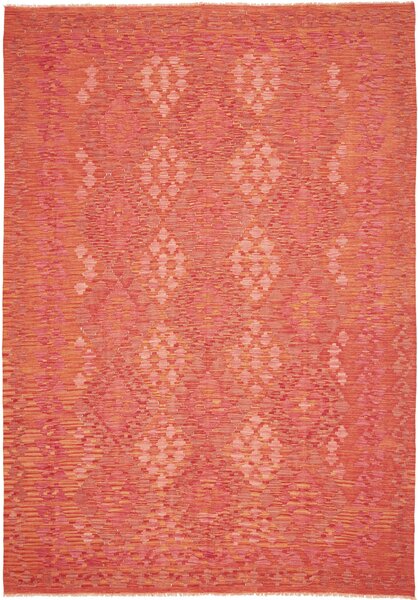 Tappeto Kilim Afghanistan Geometrico Arancio Salmone Terracotta 204x295 Cm