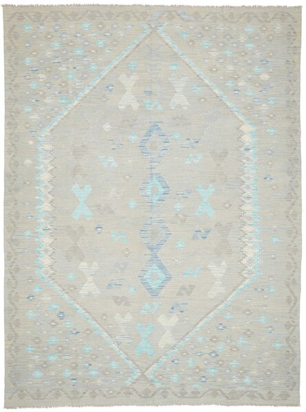 Tappeto Kilim Afghanistan Astratto Grigio Azzurro 206x284 Cm