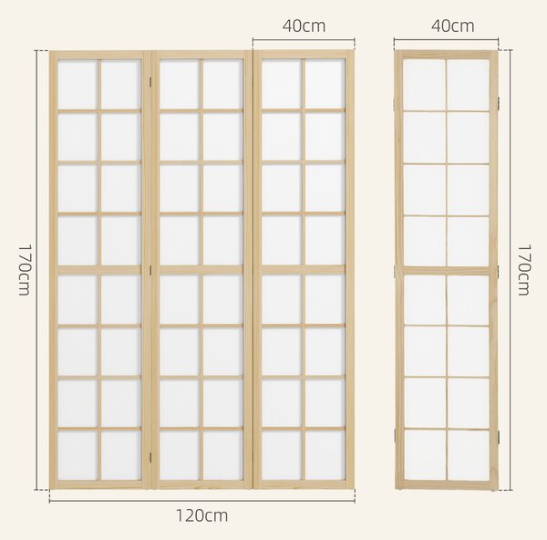 HOMCOM Divisorio Pieghevole, Paravento Autoportante per Soggiorno, Camera da Letto e Ufficio, 120x170 cm, Legno Naturale | Aosom Italy