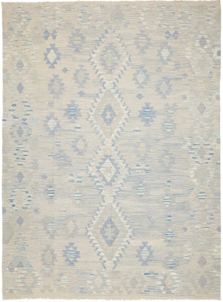 Tappeto Kilim Afghanistan Geometrico Beige Azzurro 207x283 Cm