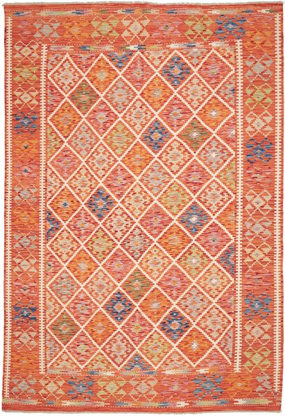 Tappeto Kilim Afghanistan Geometrico Arancio Multicolore 208x299 Cm