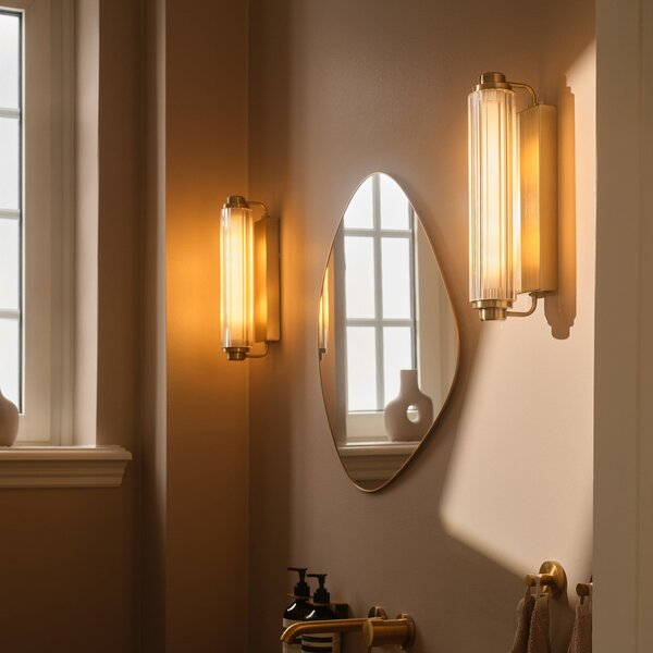 Applique da parete Nordlux, Nimal Double, dimmerabile, Dorato / Ottone, Bagno, Plastica