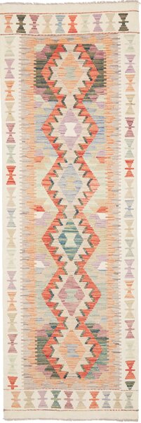 Tappeto Kilim Afghanistan Geometrico Multicolore Crema 80x243 Cm