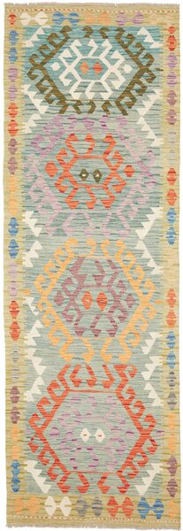 Tappeto Kilim Afghanistan Astratto Azzurro Arancione 85x263 Cm