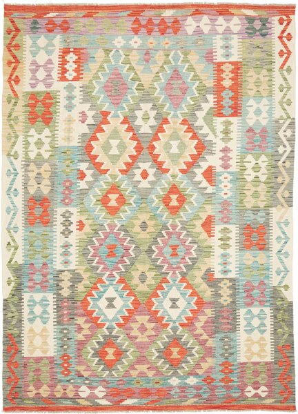 Tappeto Kilim Afghanistan Geometrico Multicolore Vivace 171x244 Cm