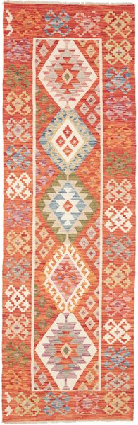Tappeto Kilim Afghanistan Geometrico Arancio Policromo 78x249 Cm