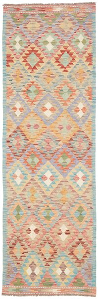 Tappeto Kilim Afghanistan Geometrico Azzurro Rosato 82x261 Cm