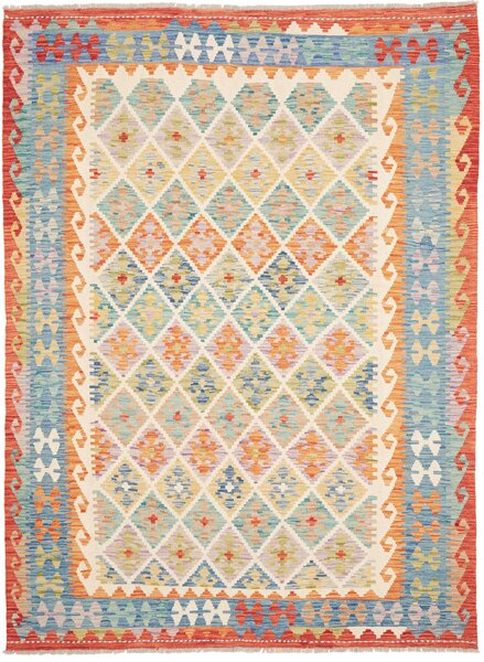 Tappeto Kilim Afghanistan Geometrico Multicolore Pastello 175x235 Cm