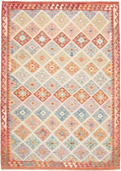 Tappeto Kilim Afghanistan Geometrico Multicolore Pastello 183x257 Cm
