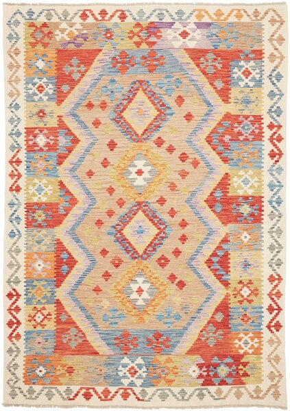 Tappeto Kilim Afghanistan Astratto Beige Arancione 178x250 Cm