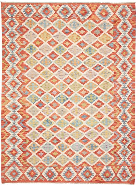 Tappeto Kilim Afghanistan Astratto Arancio Blu 180x247 Cm