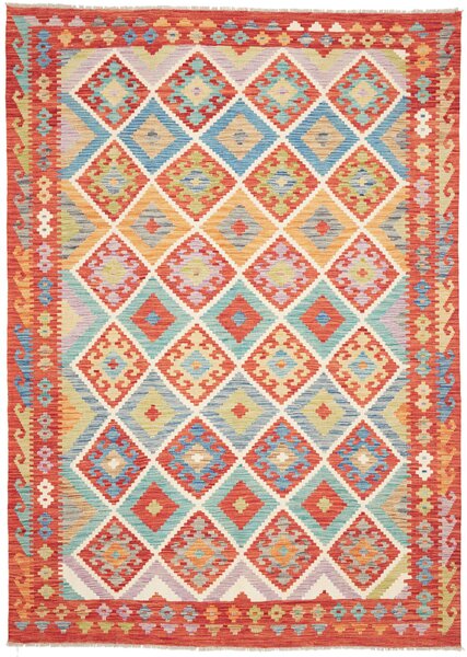 Tappeto Kilim Afghanistan Astratto Multicolore Vivace 175x246 Cm