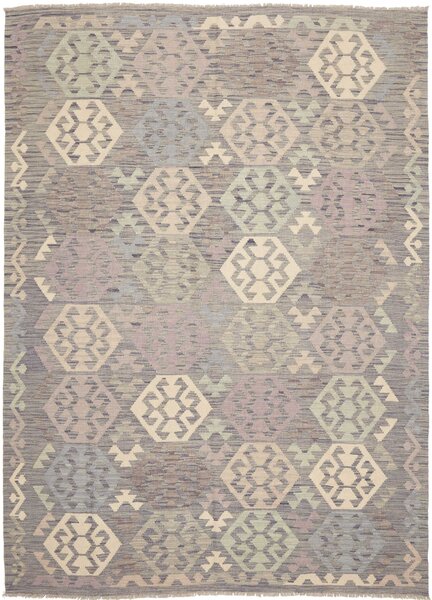 Tappeto Kilim Afghanistan Astratto Grigio Beige 177x239 Cm