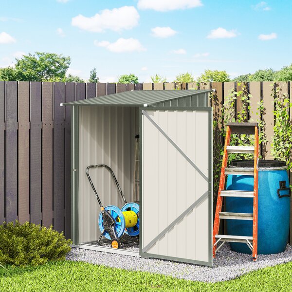 Outsunny Casetta da Giardino con Porta a Battente, Capanno Porta Attrezzi in Acciaio Galvanizzato, 100x104x160 cm, Argento | Aosom Italy