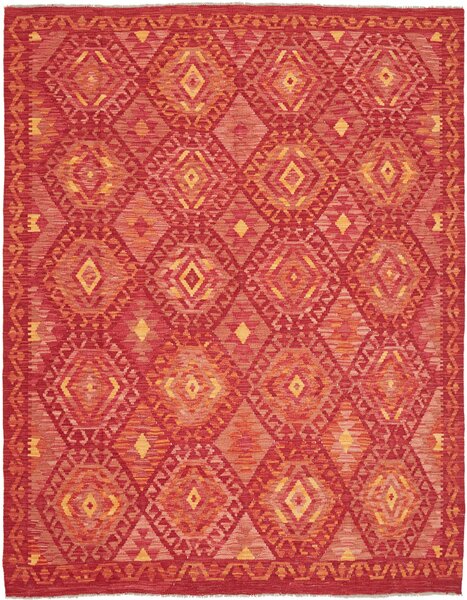Tappeto Kilim Afghanistan Geometrico Rosso Arancio 177x225 Cm