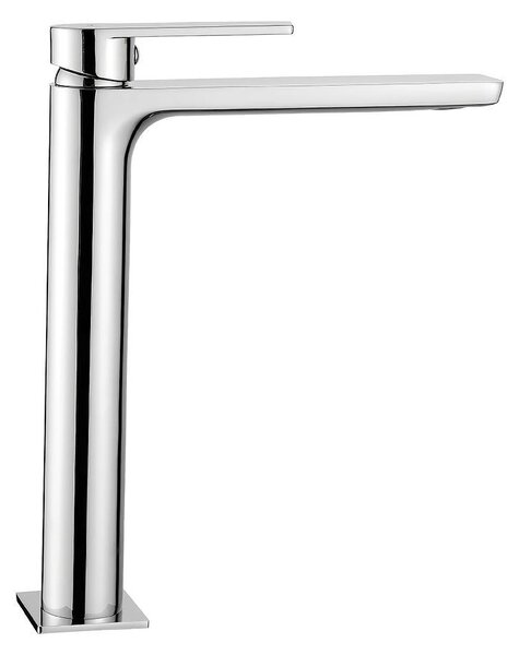 Miscelatore da lavabo da appoggio, miscelatore alto, argento, monocomando