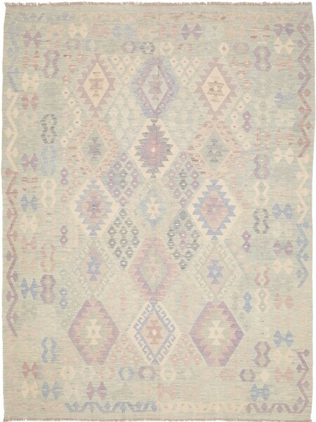 Tappeto Kilim Afghanistan Geometrico Verde Menta Pastello 186x243 Cm