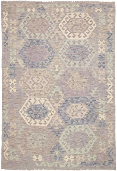 Tappeto Kilim Afghanistan Geometrico Lilla Azzurro 172x249 Cm