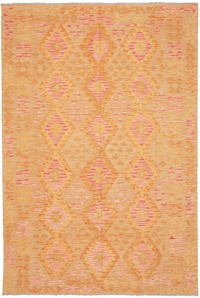 Tappeto Kilim Afghanistan Geometrico Arancio Rosa 169x251 Cm