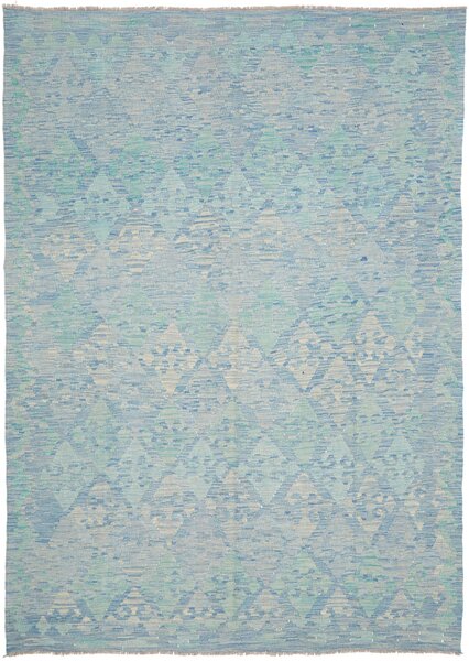 Tappeto Kilim Afghanistan Geometrico Azzurro Verde Acqua 173x243 Cm