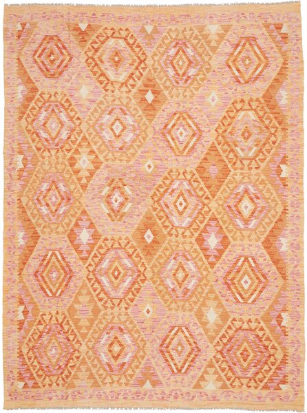 Tappeto Kilim Afghanistan Geometrico Arancione Rosa 173x230 Cm