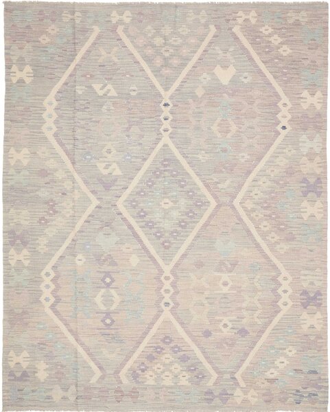 Tappeto Kilim Afghanistan Geometrico Grigio Lilla 184x233 Cm