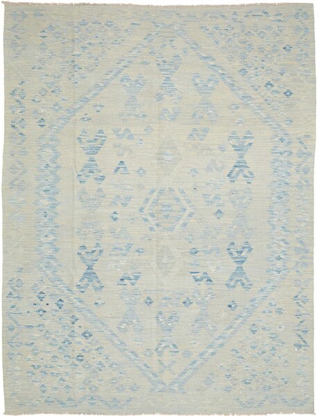Tappeto Kilim Afghanistan Geometrico Beige Azzurro Cielo 185x247 Cm